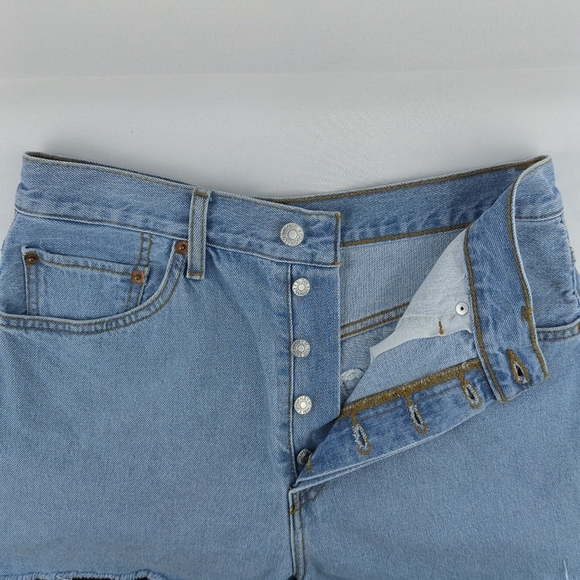 Re/Done Denim Shorts Raw Hem High Rise Button Fly Cut Off Airy Indigo 28 NWOT - Picture 9 of 14